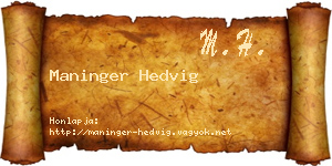 Maninger Hedvig névjegykártya